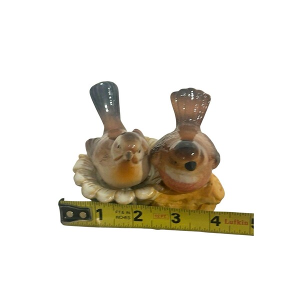 Pottery Love Birds On Branch & Nest One Bird Figurine Is Removable Cottage Core - Picture 6 of 7